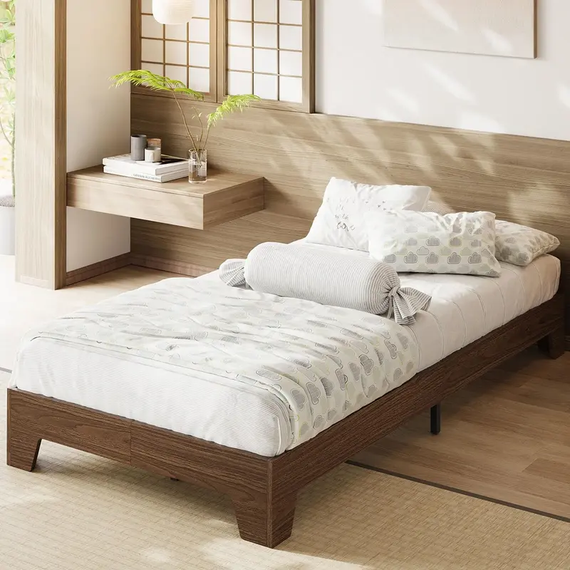 Garvee Twin-XL Wooden Platform Bed Frame with Wood Slats Support, Noise-Free & Easy Assembly, Minimalist Design, Underbed Sto...