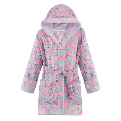 BIG ELEPHANT Kids Hooded Robe, Fleece Bathrobe for Girls and Boys with Two Side Pockets, Flannel Sleepwear Warm Printed Bath ...