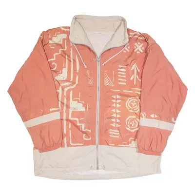 Womens Track Jacket Orange 90s Crazy Pattern XL