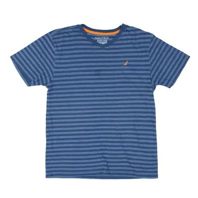 NAUTICA Striped T-Shirt Blue V-Neck Short Sleeve Boys XL