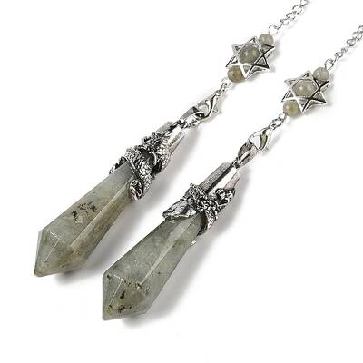 Natural Labradorite Cone Dowsing Pendulum Big Pointed Pendants