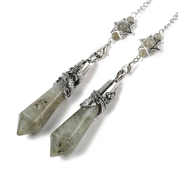 Natural Labradorite Cone Dowsing Pendulum Big Pointed Pendants