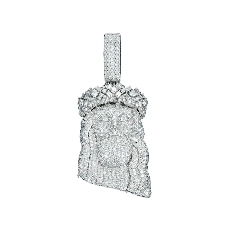 Sterling Silver Moissanite Jesus Piece Iced Out Pendant Charms