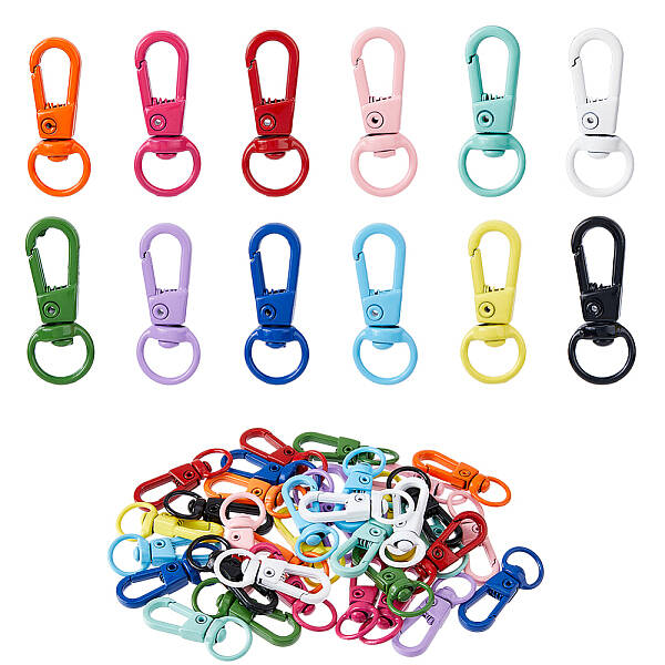 36Pcs 12 Colors Baking Paint Alloy Swivel Clasps