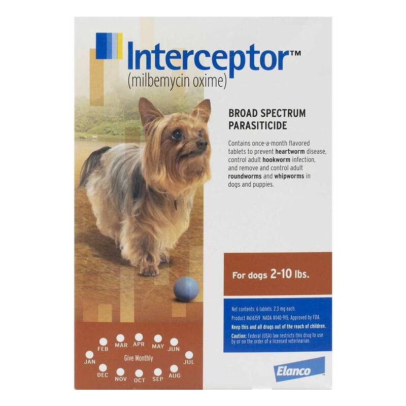 Interceptor For Xsmall Dogs 2-10 Lbs (Brown) 3 Chews