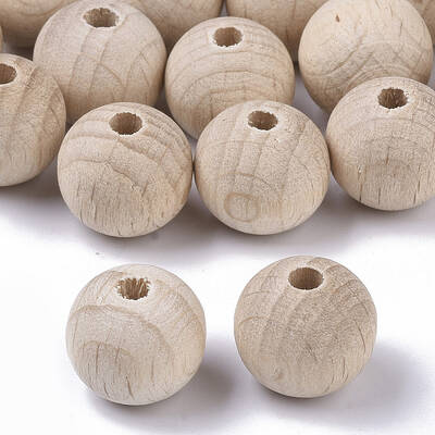 Undyed Natural Beech Wood Beads