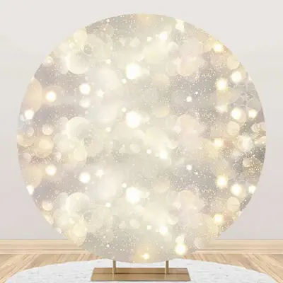 Golden Glitter Hazy Round Backdrop For Birthday - Aperturee