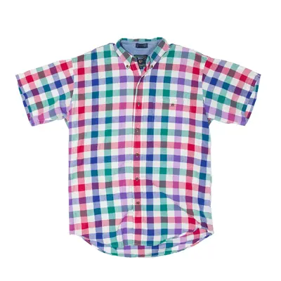 CHAPS RALPH LAUREN Shirt Purple Check Short Sleeve Mens M
