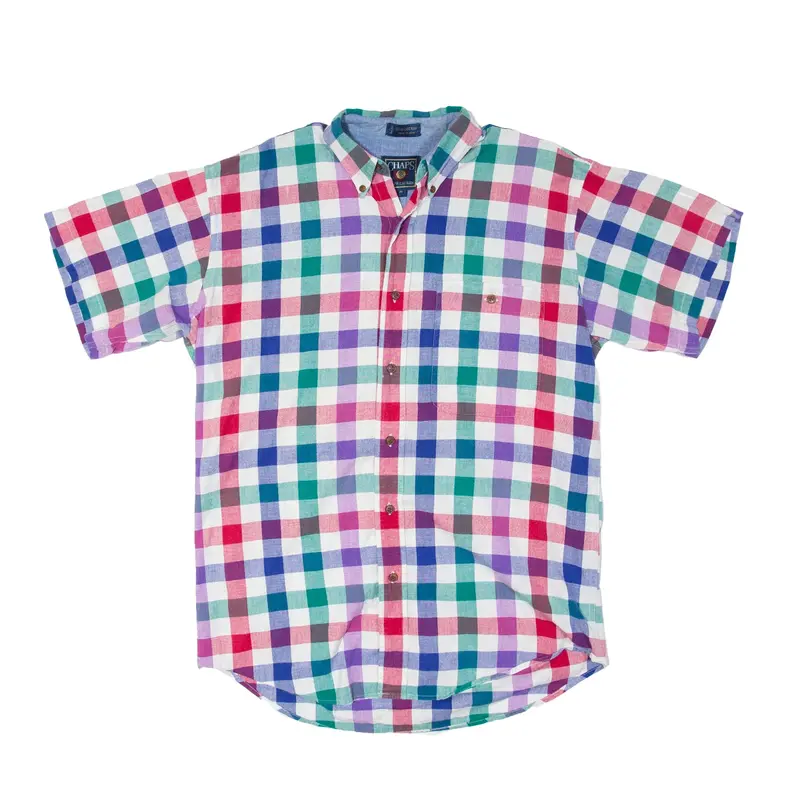 CHAPS RALPH LAUREN Shirt Purple Check Short Sleeve Mens M
