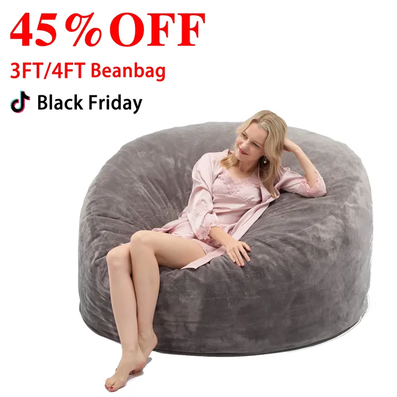 CECILIA MAGIC BOX 3FT/4FT bean bag Lazy sofa beanbag Chair USA Ship Free High-Rebound Memory Foam Furniture Soft flannel fabr...