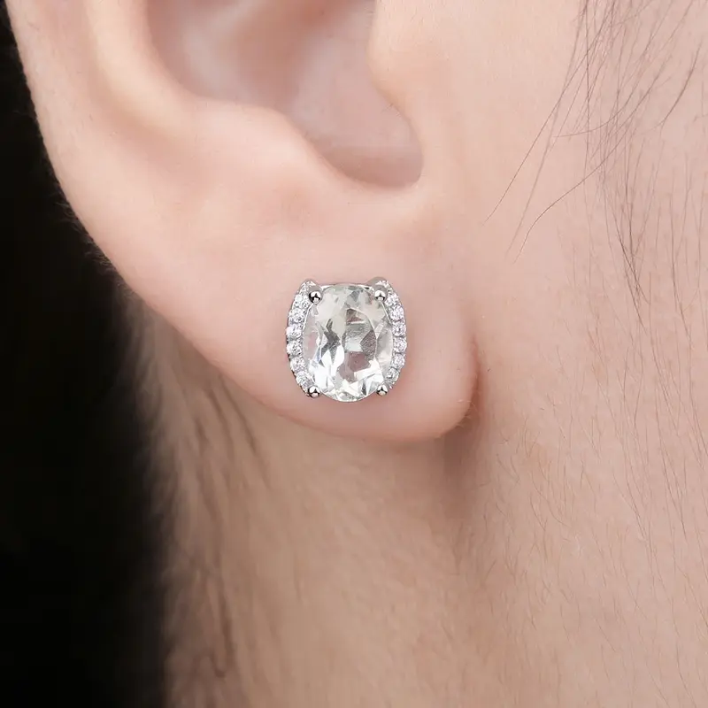 Elegant Genuine 2.3Ct Oval Green Amethyst Stud Earrings in 925 Sterling Silver - A Timeless Gift for Women