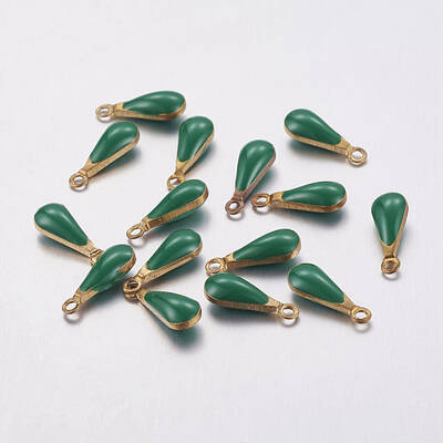 Antique Golden Plated Brass Enamel teardrop