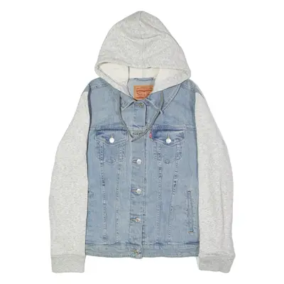 LEVI'S Womens Denim Jacket Blue Hooded Colourblock XL