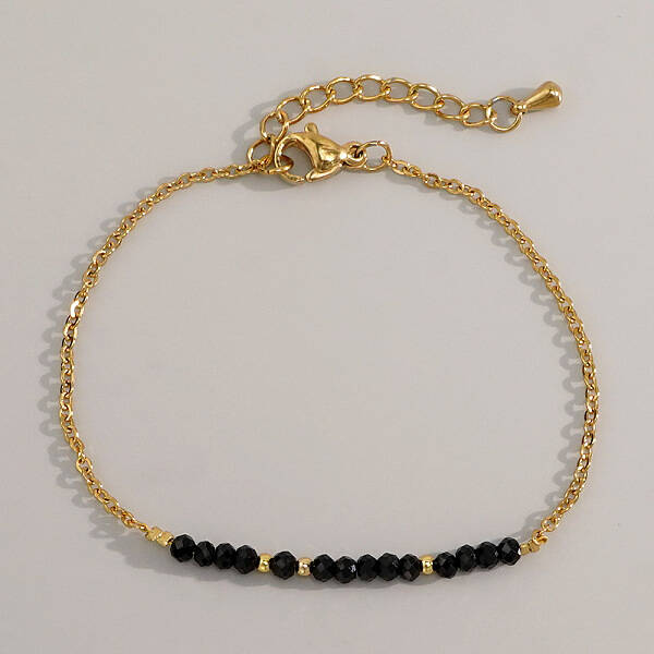 Natural Obsidian Beads Link Bracelets