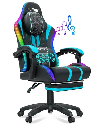 Big and Tall Gaming Chair with Speakers Office Chair with Footrest Heavy Duty Gamer Chair with Lumbar Support Height Adjustab...