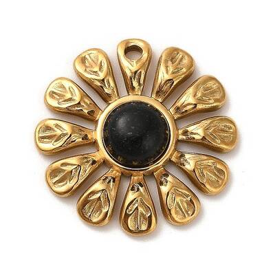 Natural Obsidian Flower Pendants