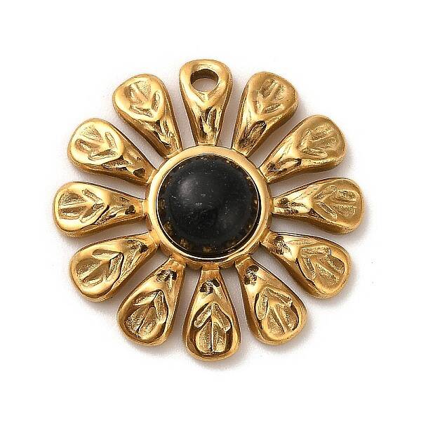 Natural Obsidian Flower Pendants
