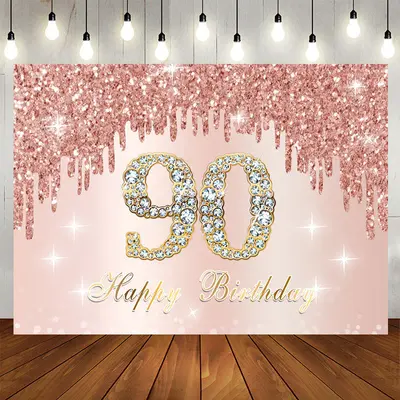 Aperturee Rose Golden 90Th Birthday Backdrop For Women