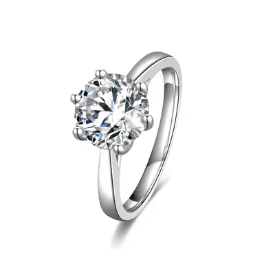 10K White Gold Round Moissanite Engagement Ring