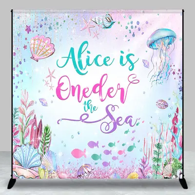 Custom Colorful Undersea World 1st Birthday Backdrop - Aperturee