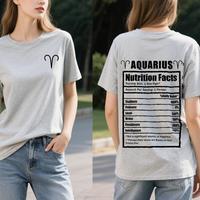 (Pink&Light Grey) Zodiac Sign Graphic T-Shirt –  Pullover Washed Short Sleeve With Personalized Design, Graphic Tees Women,...