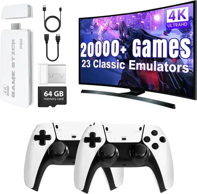 20000+ Games Wireless Retro Game Stick, Vintage Game Stick HD Output System, 2.4G Wireless Controllers, 128GB TF Card for All...