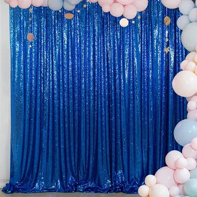 Blue Sparkle Sequin Photo Booth Backdrop Curtian - Aperturee