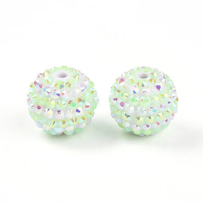 Stripe Pattern Resin AB Rhinestone Round Beads