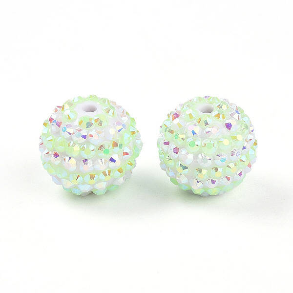 Stripe Pattern Resin AB Rhinestone Round Beads