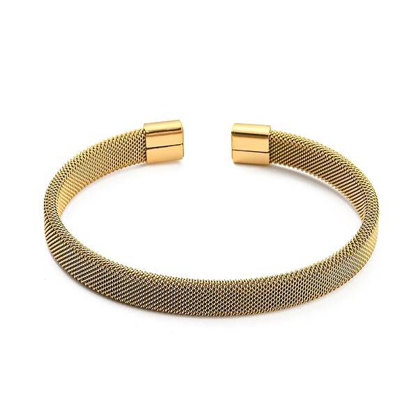 304 Stainless Steel Wire Mesh Cuff Bangles for Women
