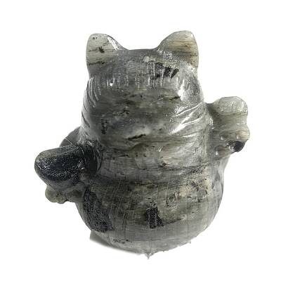 Natural Labradorite Carved Healing Lucky Cat Figurines