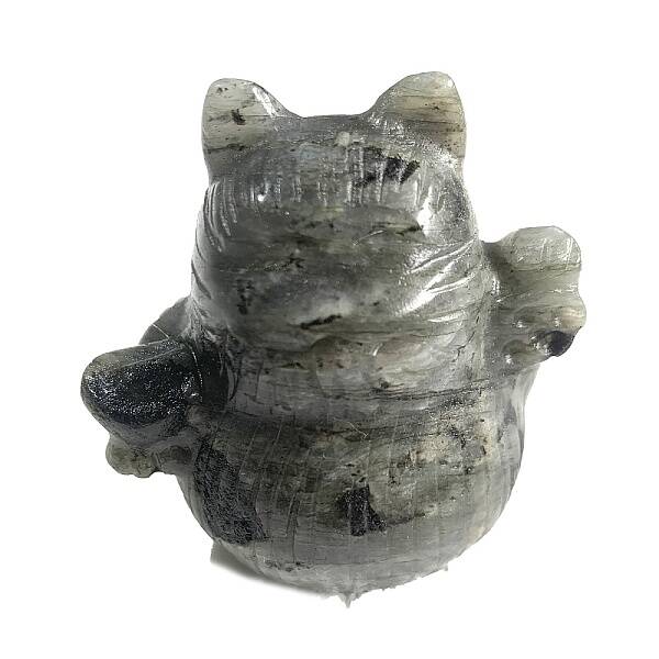 Natural Labradorite Carved Healing Lucky Cat Figurines