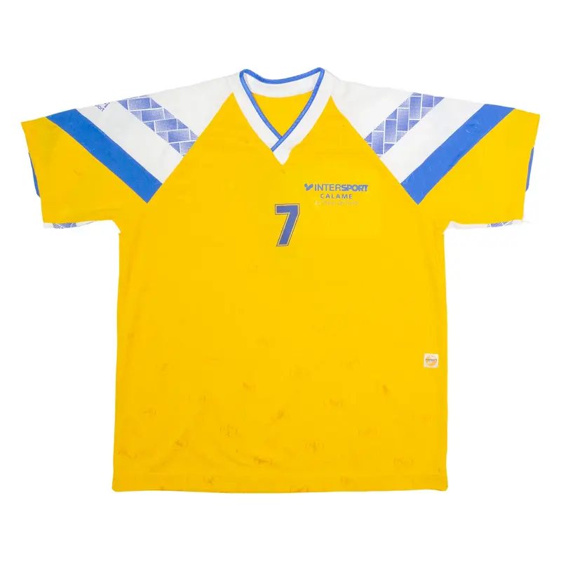 PANZARI Intersport Calame #7 Mens Football Shirt Jersey Yellow 90s XL