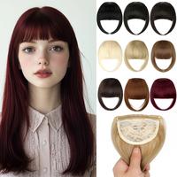 Dulchany Bangs Hair Clip in Bangs, Clips in Blunt Cut Full Fringe French Bangs Natural Thick Volume Black Fake Bangs with Tem...