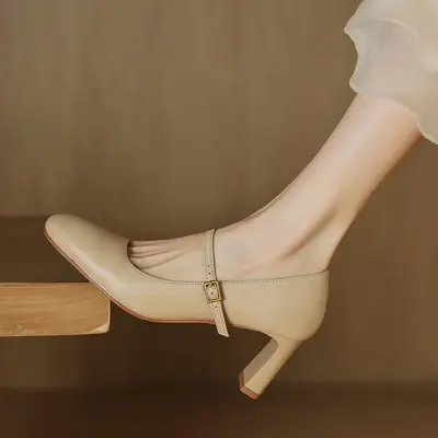 CHIKO Krista Square Toe Chunky Heels Mary Jane Shoes