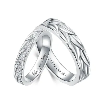 Sterling Silver Round Cut Lab Created Diamond Custom Couple Rings