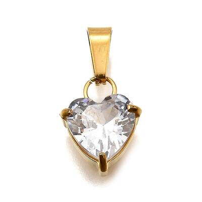 304 Stainless Steel Micro Pave Cubic Zirconia Pendants