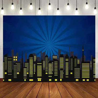 Red Black Yellow City Scene Happy Birthday Backdrop - Aperturee