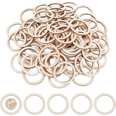 100 Pcs 5cm Unfinished Wood Pieces Rings Shape
