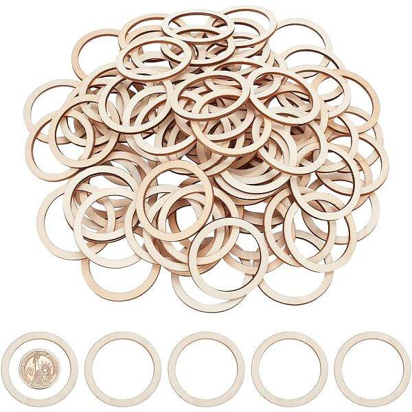 100 Pcs 5cm Unfinished Wood Pieces Rings Shape