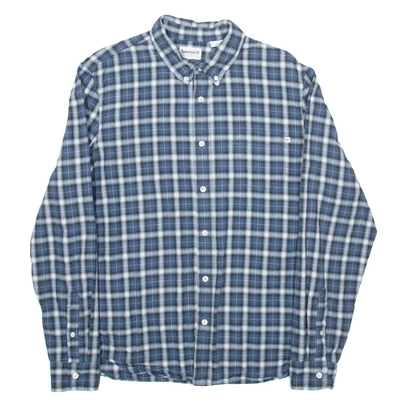TIMBERLAND Slim Fit Mens Shirt Blue Check Long Sleeve L