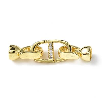 Rack Plating Brass Micro Pave Clear Cubic Zirconia Fold Over Clasps