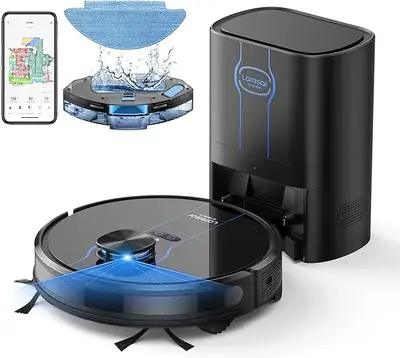 ăLaresară Robot Vacuum and Mop Combo, Self Emptying, 5000Pa Powerful Suction, Smart LiDAR Mapping,3.6-Inch Ultra-Slim Bod...