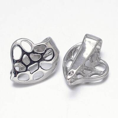 Filigree Heart Rack Plating Brass Enhancer Shortener Pendant Bails
