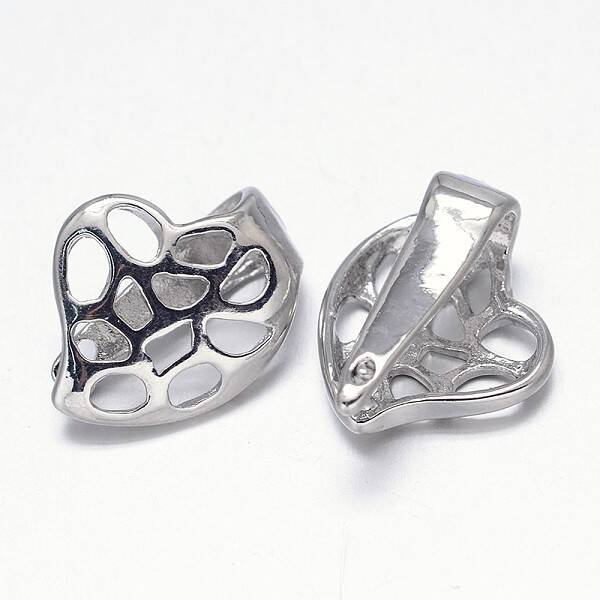 Filigree Heart Rack Plating Brass Enhancer Shortener Pendant Bails