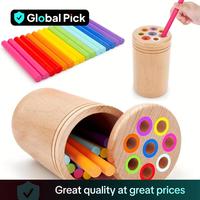 Wooden Montessori Stick Toy, 1 Set Colorful Hand-eye Coordination Classification Teaching Toy Sensory Activity Board, Hands-o...