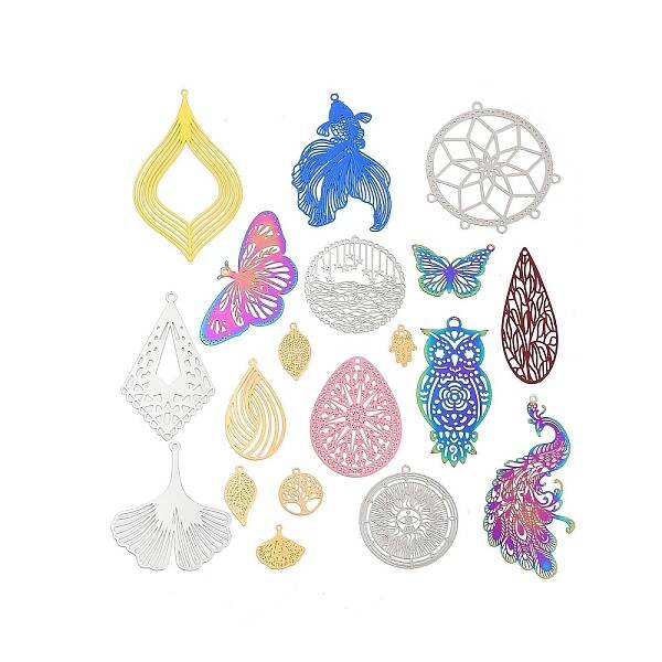 Stainless Steel Etched Metal Embellishments Pendants