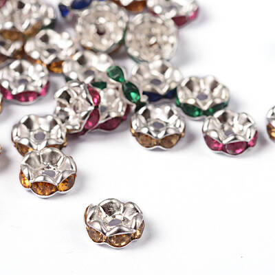 Brass Acrylic Rhinestone Spacer Beads