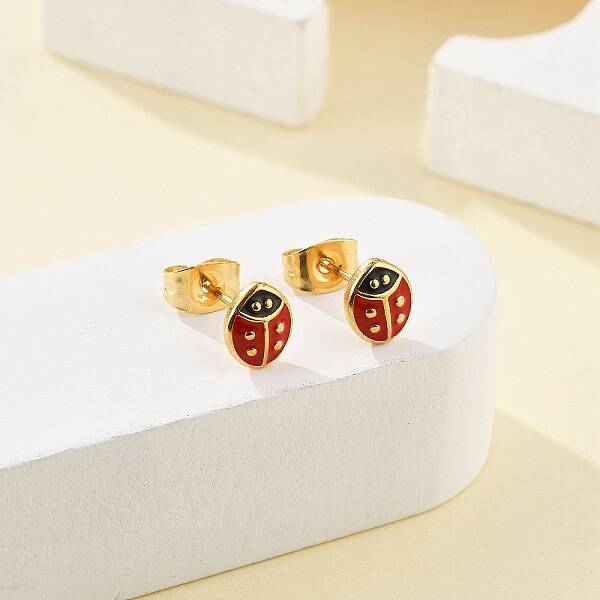 304 Stainless Steel Enamel Stud Earrings