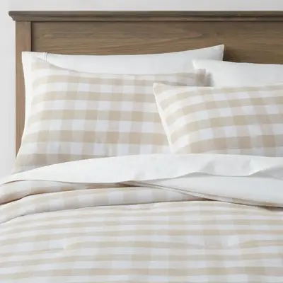 Threshold Comforter Set Cotton Gingham Breathable Comfort All-Season